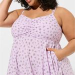 Torrid Purple Rose Floral Print Mini Challis Skater Dress Photo 3
