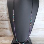 Vintage Necklace Beaded Purple, Blue, Black, Silver Tone (Can Be Layered) Photo 1