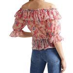 Ted Baker Ted‎ Baker Harina Pink Floral Ruffle Off The Shoulder Top Size 1 US 4 Small Photo 2