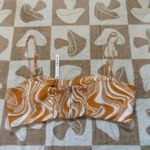 NWT CAARA Linen Blend Crop Top Swirl Print‎ Smocked Back XL Orange Photo 7