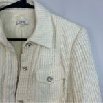 Cache  Ivory Metallic Rhinestone Button Fringe/Tweed Jacket Size 10 Photo 5