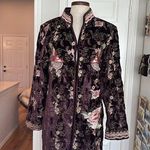 Boston Proper Heavily embroidered velvet long jacket Photo 12