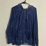 Aerie  Offline Velour Velvet Zip Jacket Blue Oversized Size Medium Hooded Soft Photo 1