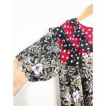 Vintage Diane Freis Floral Polka Dot Midi Dress Maximalist Lightweight Ruffle Black Size M Photo 6