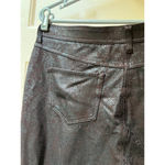 Chico's  dark brown stretch metallic embossed coated snakeskin jegging, Size 25 Photo 5