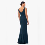 Betsy and Adam BETSY ADAM SCUBA CREPE RUFFLED BOW GREEN GOWN Evening, formal, wedding guest Photo 2