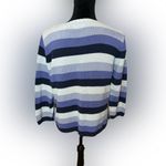 Jeanne pierre () Vintage Quarter Sleeve Cool Tones Striped Sweater: Size Large Photo 1