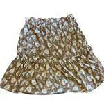 Lauren Conrad NWT Midi Peasant Skirt 4X Brown Floral Gold Streak Lined Elastic Photo 0