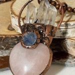 Rose Quartz Heart Necklace with Quartz Points, Kyanite and on 36” chain Pink Photo 0