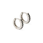 Boutique NEW Black‎ Onyx Sterling Huggie Hoop Earrings, 9mm Photo 13