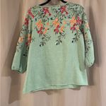 Auneliege Green Floral Embroidered Blouse Size M Photo 1