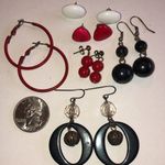 Lot of 6 Black White and Red Vintage Boho Earrings Photo 6
