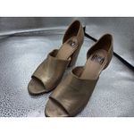 Fortress of Inca Anthropologie Metallic Gold Leather Heels Shoes Size 38 Photo 1