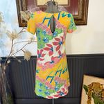 Jams World Hula Moon Colorful Hawaiian Floral Print Mini Dress ~ Size XS 💚🍄 Photo 3