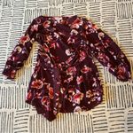 Liz Lange  Red Puff Sleeve Blouse with Tie Front, Olive Green Too, Printed Tie Photo 2