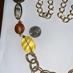 Laura Ashley  Gold Tone Link Chain Beaded Colorful Boho Necklace Photo 5