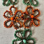 Green and orange flower beaded necklace Photo 5