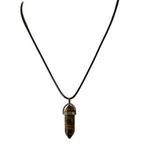 Handmade Tiger’s Eyes Quartz Crystal Black Leather Necklace Brown Photo 0