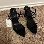 ZARA  Black Satin Buckle Strappy Women's Heels NWT Photo 9