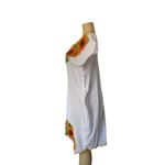 White Mexican Embroidered Dress with Sunflowers & Belt – Handmade Size undefined Photo 3