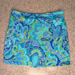 Sunsets and Sweet Tea Skort Sz 6 Blue Green Paisley Print Side Zip Golf Tennis P Photo 3
