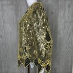 Vintage silk sequin and beaded cropped long sleeve blouse shirt medium Black Photo 4