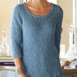 Soft Surroundings Serena Nubby Knit Blue Fringe Sweater Medium Photo 0