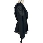 Savanna Jane Large Peplum Top Floral Embroidered Swiss Dot Lined Ruffled Crochet Black Photo 4