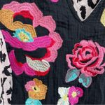 Savanna Jane Womens Dress Shift Leopard Animal Floral Embroidered Medium Black Photo 6