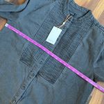 Quince  Distressed Denim Tuxedo Shirt Pleated Button Down Large Photo 7