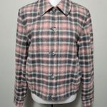 Pendleton Vintage 90s Pink & Charcoal Plaid Virgin Wool Bomber Jacket Size 8 Photo 2