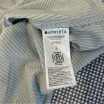 Athleta  Urbanite Top Womens L Green Striped Button Down Shirt 986555 Photo 9