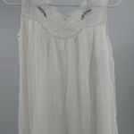 American Vintage White Lace Trim nightgown embroidered flowers scalloped Neckline sheer lined S Photo 3