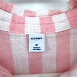 Old Navy  Pink White Stripe Linen Blend Button Front Tie Waist Shirt Womens Med Photo 3