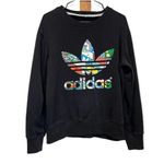 Adidas Vintage Black Multicolor Graphic Logo Long Sleeve Pullover Sweater Size L Photo 0