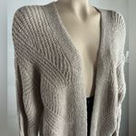 Birch NY Taupe Metallic Knit Open Front Cardigan Sweater Size M Tan Size M Photo 8