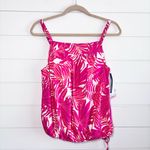 Beach House Aqua Palm Swim Top Tropical Pink Leaf Print Women's Top Size 10 Photo 4