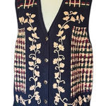 Vintage Embroidered Dark Navy Button Front Vest. SZ. 1X Photo 0