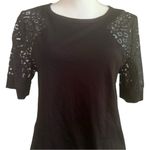 Banana Republic  Women's Black Lace Short Sleeves Top Photo 1