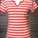 New Bossini Short Sleeve‎ Stripe Top Large Vneck Tee T Photo 0