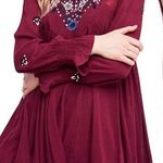 Free People  Mohave Embroidered Mini Dress Maroon Sz XS Photo 0