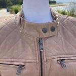Cavalini  Y2K vegan leather tan camel zip front moto jacket. Size large. Photo 1