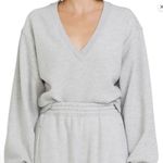 AGOLDE  Gray V Neck Sweatshirt Balloon Sleeves Pullover Size Small Photo 9