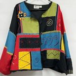 Vintage Earth, Sea & Sky 2x Lined Linen Blend Patchwork Art Jacket FLAWED Photo 0