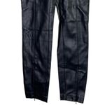 ZARA Faux Leather Mid Elastic Waist Skinny Zip Up Ankle Cropped Pants S Black Photo 2