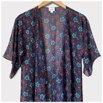 LuLaRoe Monroe Floral Print Sheer Fringe Long Kimono Duster Cardigan Sz S Photo 3