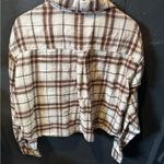 American Eagle Women’s Outfitters Brown and Cream Button Down Crop Shirt Photo 2