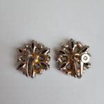 Emerald Green Rhinestone Starburst Gold tone Vintage Statement Earrings Photo 3