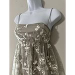Lucy in the Sky  Floral Embroidered Back Bow Mini Dress Taupe Tulle Size M Photo 1