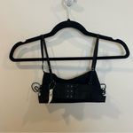 Aerie Black Square Neck Unlined Strappy Lace Up Side Bralette , Black, XXS Photo 6